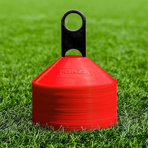 FORZA Conos marcadores de entrenamiento multideportivos Paquete de 50 o 1000 conos de fútbol en 8 colores vibrantes, construcción duradera,