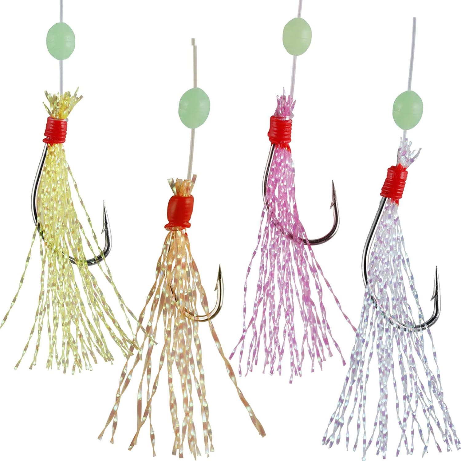 LSPAR 22 Packs Bait Rigs Sets,Saltwater/Freshwater Fishing Accessories,Fish Skin Rigs Glow in Dark with High Carbon Hooks and Bead : Sports & Outdoors