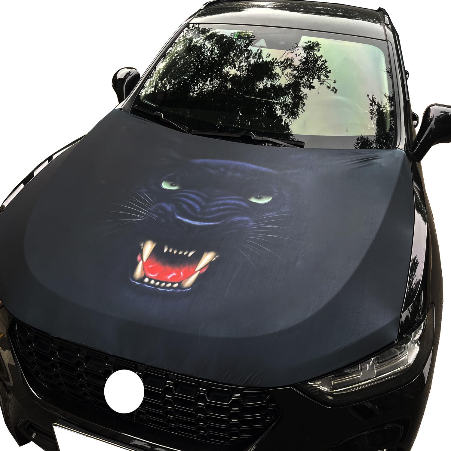 Leopard flag Oversized Car Hood Cover 3.3X5FT/6X7FT100% Polyester Elastic Fabrics Can be Washed Suitable for large SUV and Pickup Trucks (6X7FT)