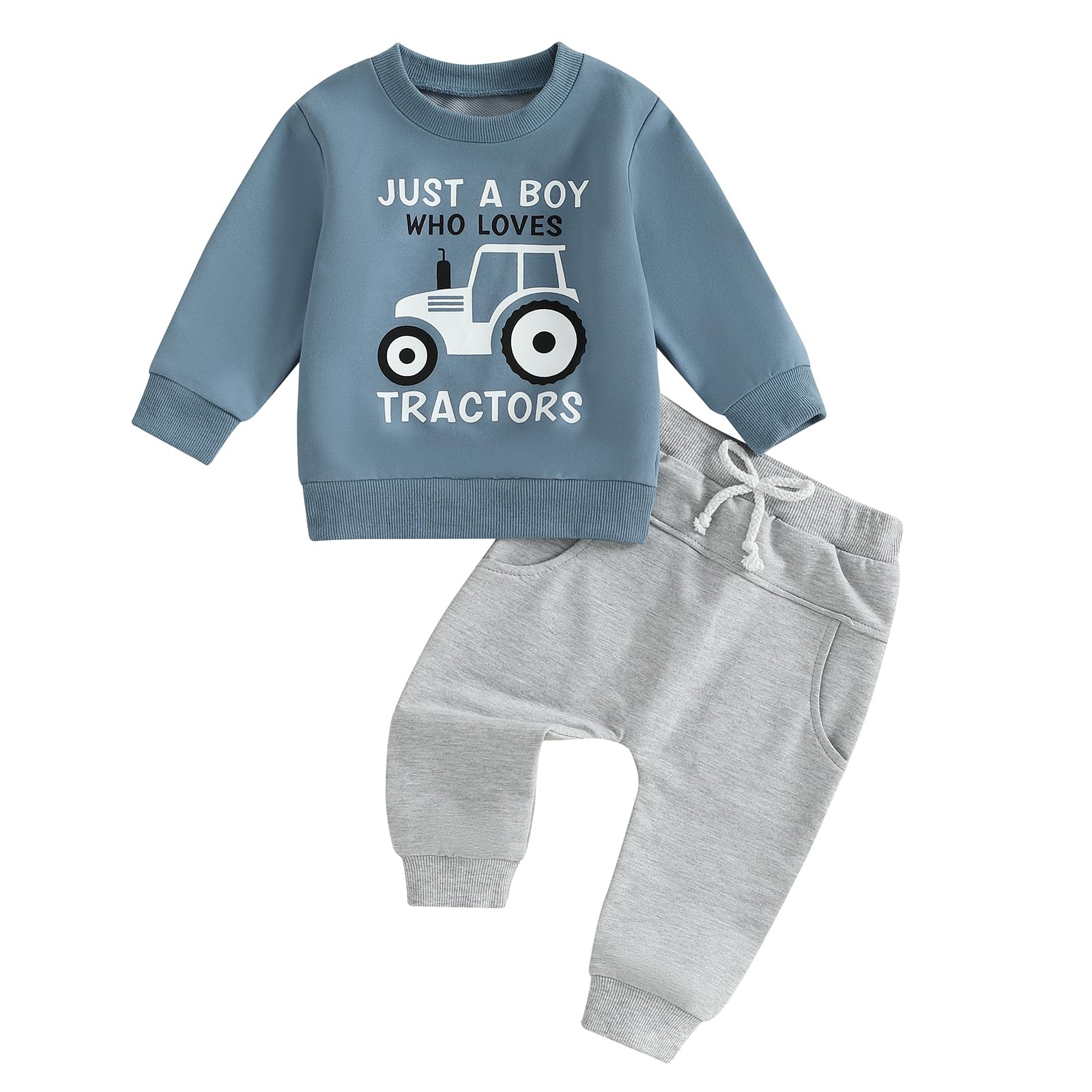WZTYYDS Baby Boy Clothes Funny Letter Long Sleeve Sweatshirt Pullover Tops Joggers Pants Set Toddler Fall Winter Outfits