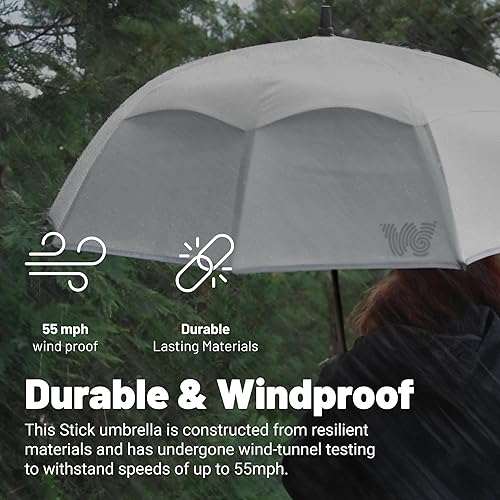 Miniatura 5 de Weatherman Paraguas Pliegues de honor Paraguas resistente, resistente y grande Paraguas resistente al viento resistente a vientos de hasta 55 MPH