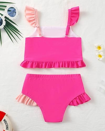 Miniatura 2 de Mioglrie Toddler Baby Swimsuit Girl Summer 2 Piece Girl Bathing Suit Beach Girls Color Block Bikini Swimwear 2T-6T