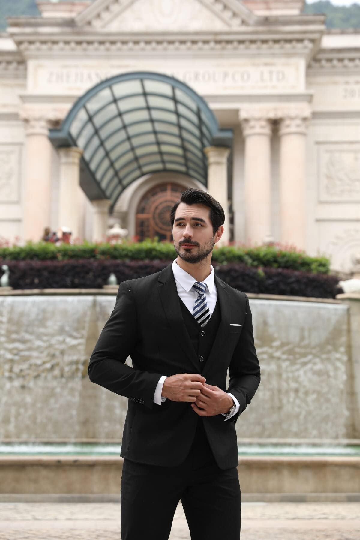 Allthemen Anzug Herren Slim Fit 3 Teilig Anzüge Modern Herrenanzug 3-Teilig Sakko Hose Weste für Business Hochzeit