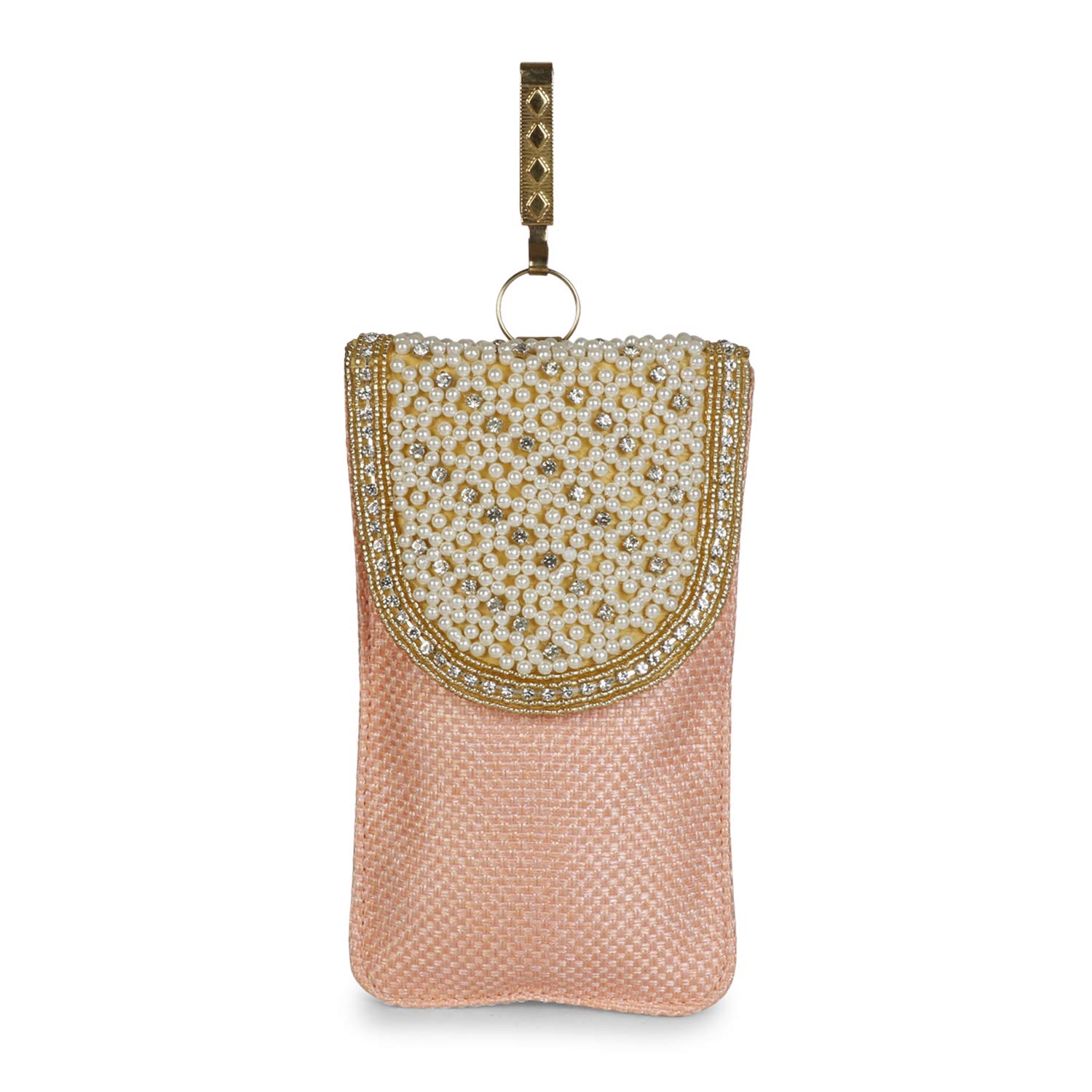 Women's Longing to Buy Pearl Silk Saree Mobile Clutch (Baby Pink)-image-5