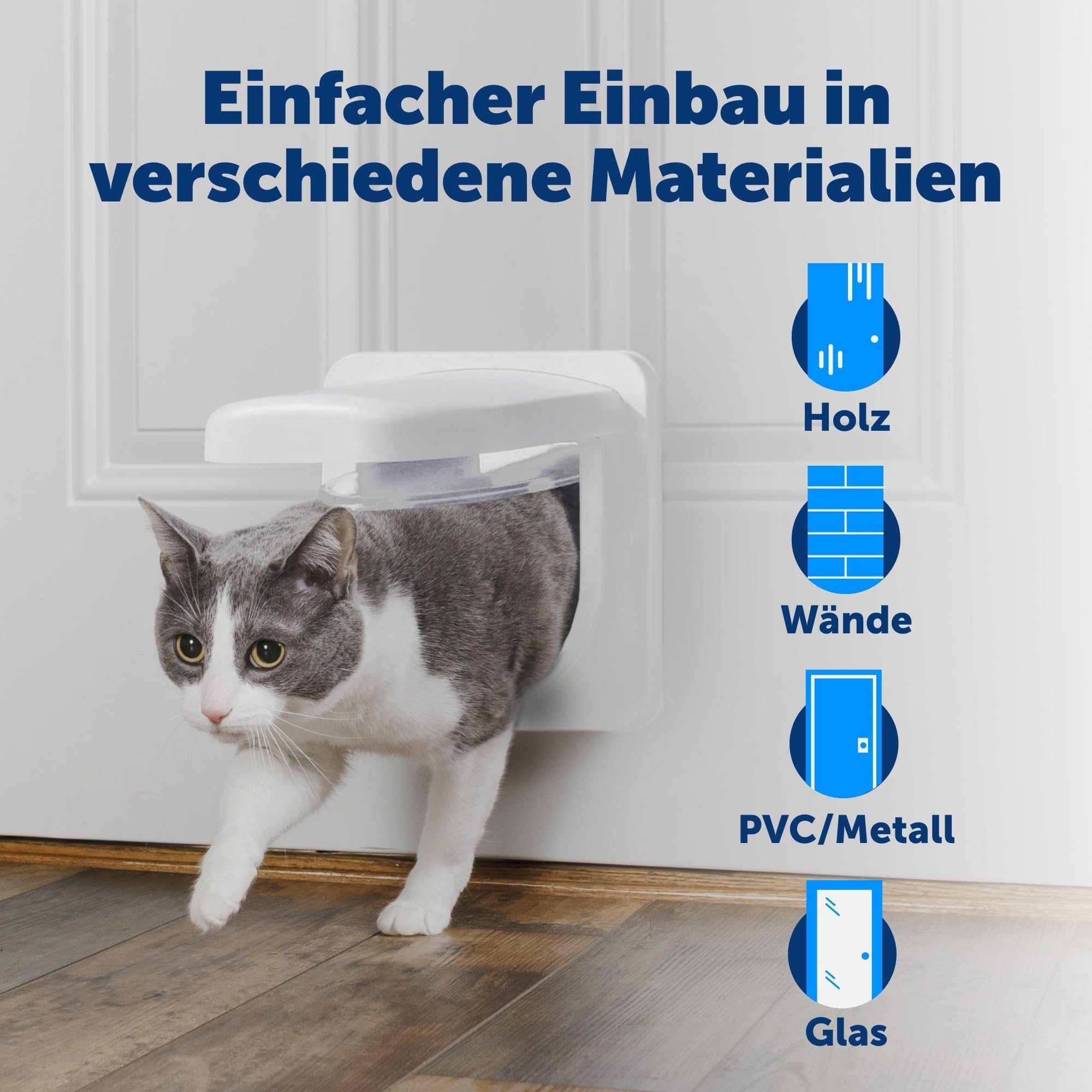 PetSafe Petporte Smart Flap Mikrochip Katzenklappe - Fortschrittliche Technologie, Chiperkennung - Für Wand- & Türmontage geeignet - Weiß