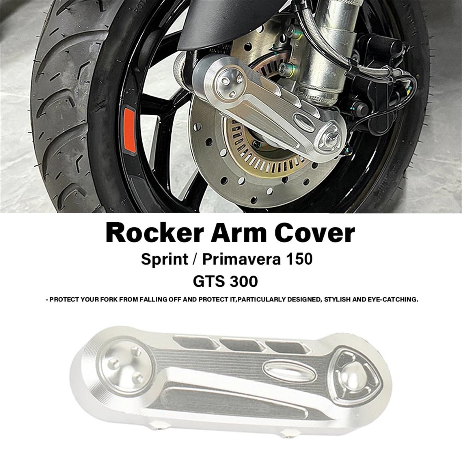szpule motocykla wahacz Pasuje do Vespa GTS300 GTS Pasuje do Sprint150 Primavera150 Osłona przedniego widelca Motocyklowe nakładki na wahacze wahacza Widelec Ramiona Szpule(Silver With Logo)