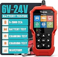 VDIAGTOOL BT500 Battery Tester 6V 12V 24V 5-3000 CCA - Load Cranking Charging Analyzer for Car Truck Motorcycle SUV Boat