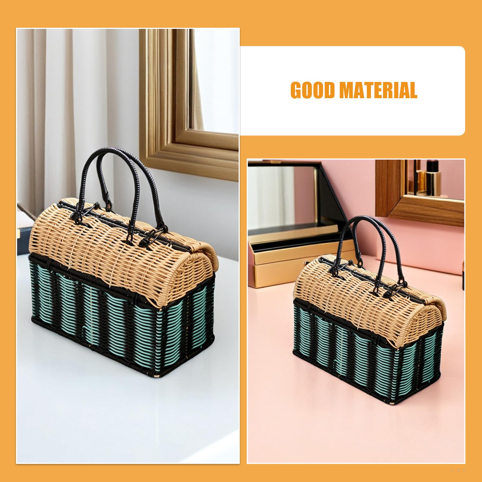 MAGICLULU Borsa Tote Intrecciata in Plastico, Borsa in Finto Rattan, Grande Capacità, Leggera, Donna, per Spiaggia e Vacanze Estive, 12,7x10,8x5,8 Pollici