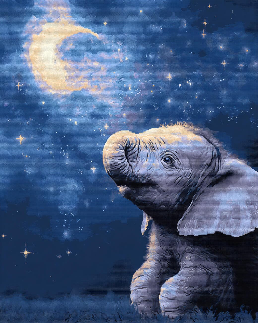 AYAOYANGGO Animal DIY Bead Embroidery Kits Fantasy Elephant Bead Embroidery Kit for Adults Needlepoint Tapestry Set Beaded Stitching 40x50cm