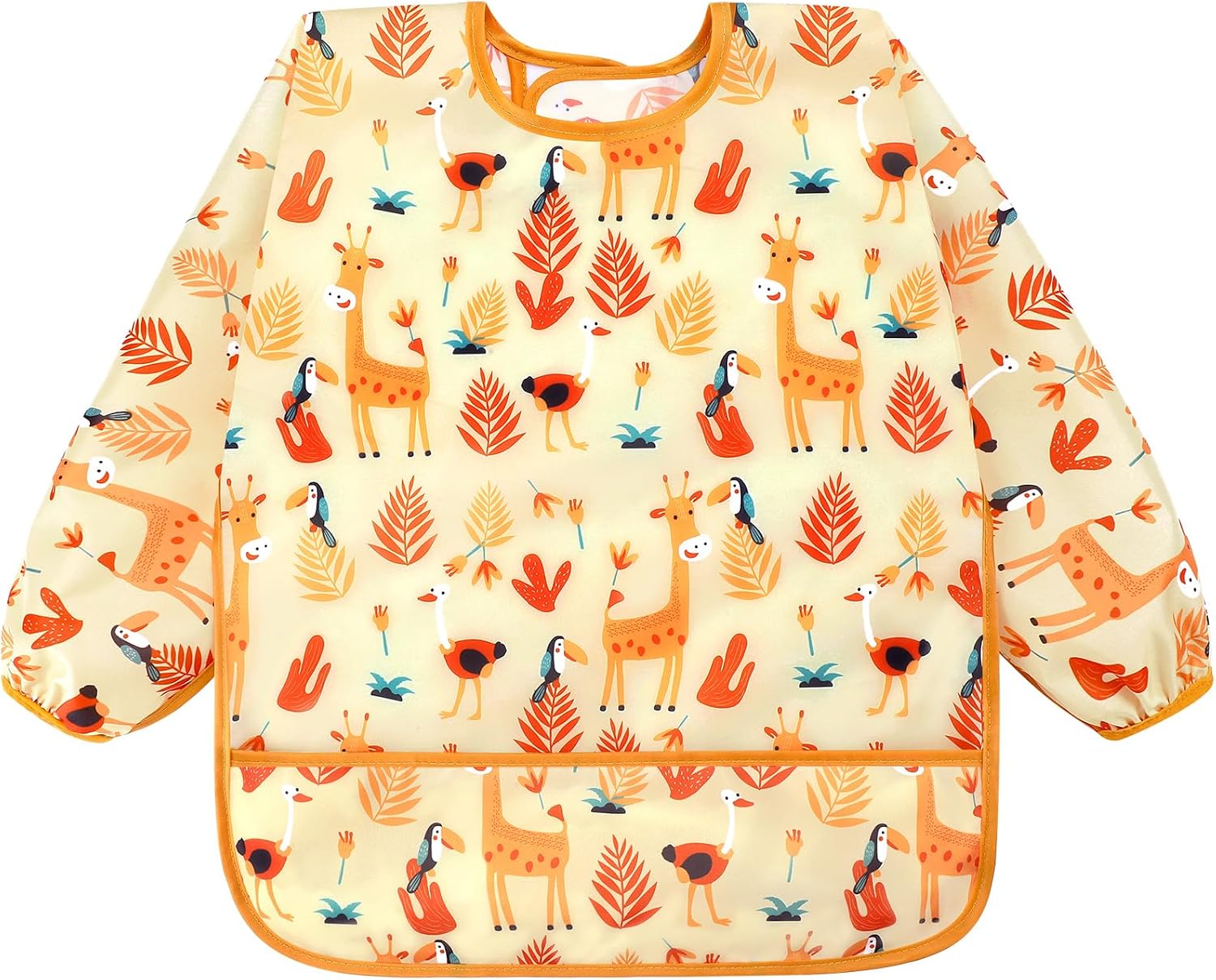 Accmor 5 Pack Long Sleeve Bibs, Baby Smock Waterproof Sleeved Bib Smock for Baby Toddler 6-36 Months
