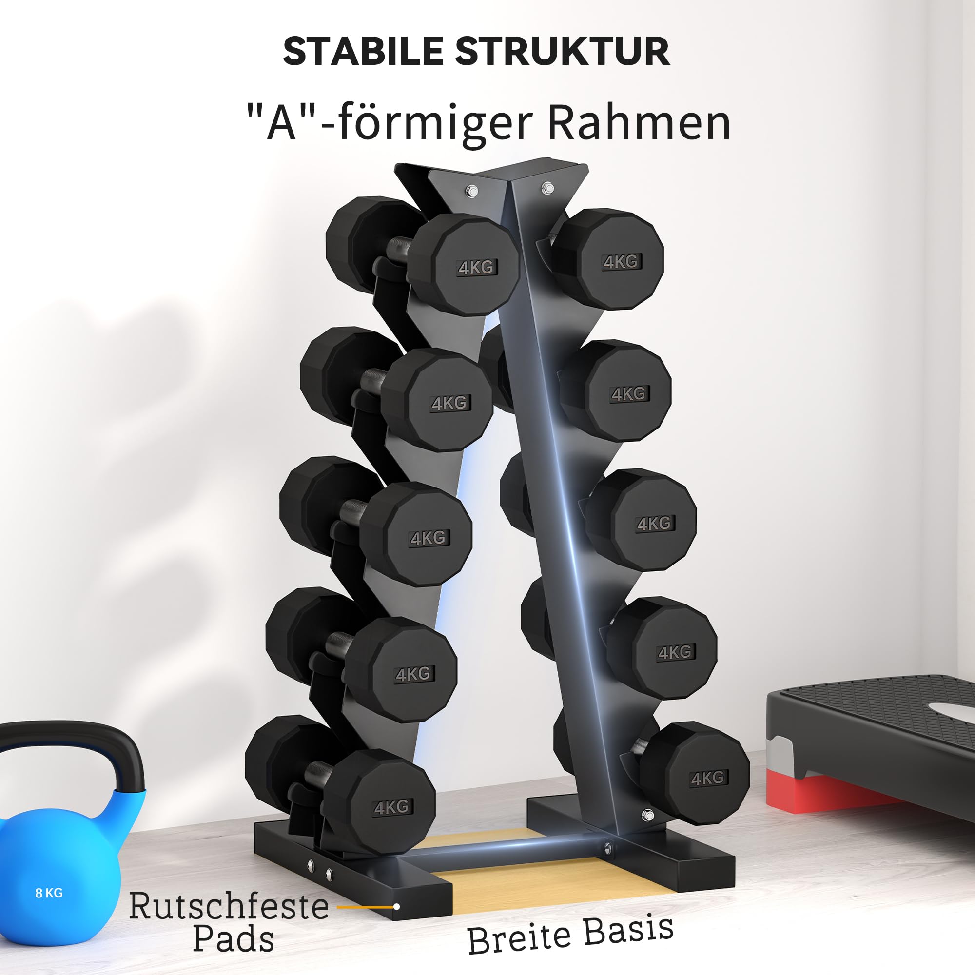 SPORTNOW Halterstandaard 2 Niveaus Stalen Halterschijfhouder Halterrek Belastbaar Tot 300 Kg Zwart~243unq3m9kg00