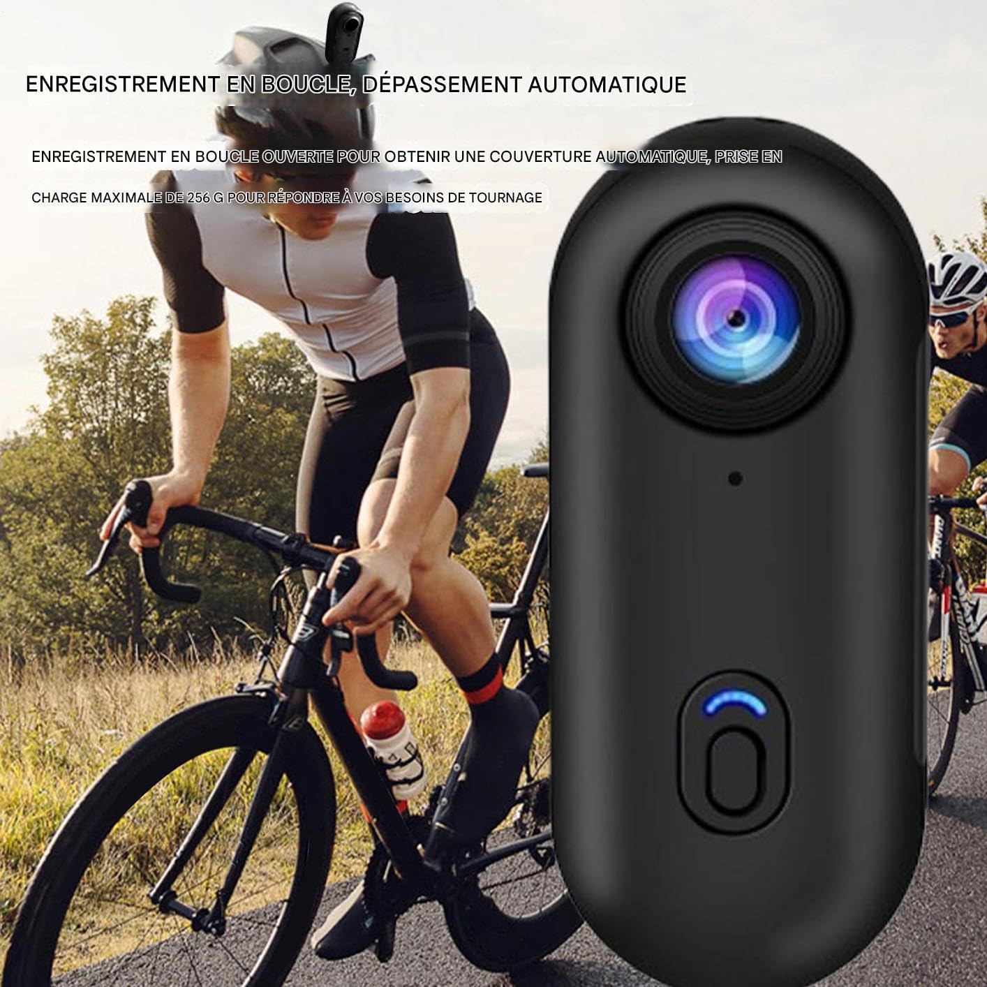 Générique Caméra d'action 1080p avec Pouce Caméra Embout Sport 1080p HD 170° Grand Angle Étanche avec Support Magnétique pour Vélo Moto Randonnée Sports Extrêmes