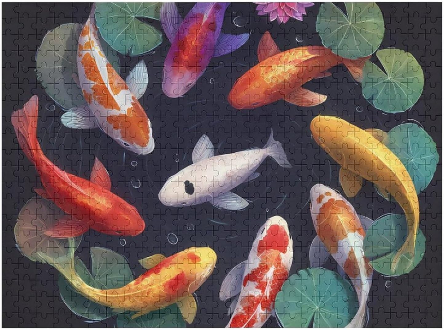 Feng Shui Nine Fish Puzzles for Adults 500 PCS Wooden Jigsaw Puzzle Wall Decor Christmas