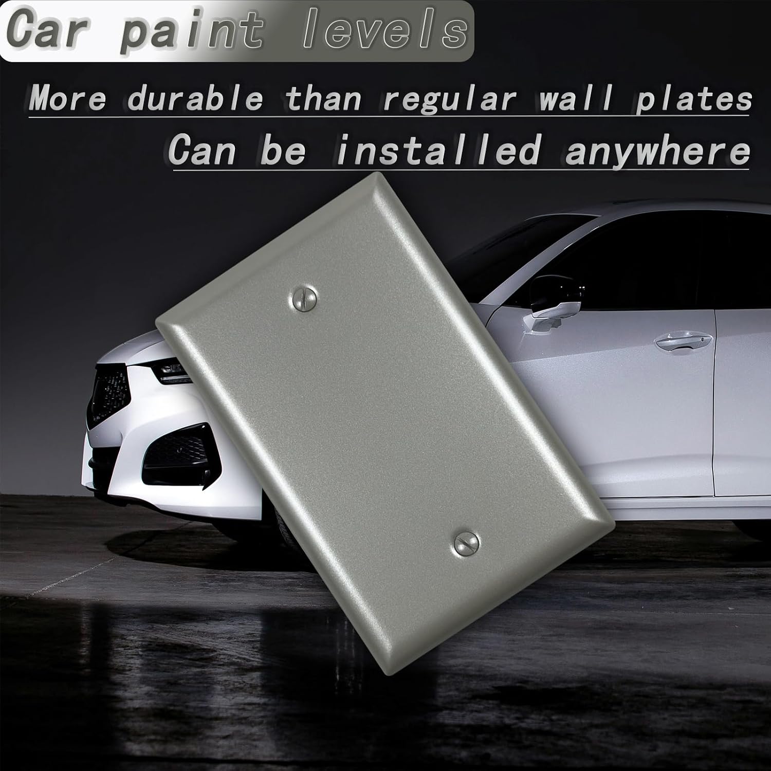 Metal Electrical Outlet Covers, Light Switch Cover Wall Plates, Mid Size Thicker Switch Plates, Wall Plate of Various Styles for Indoor and Outdoor Matte Nickel (1 Gang Blank 4 PK) image 4