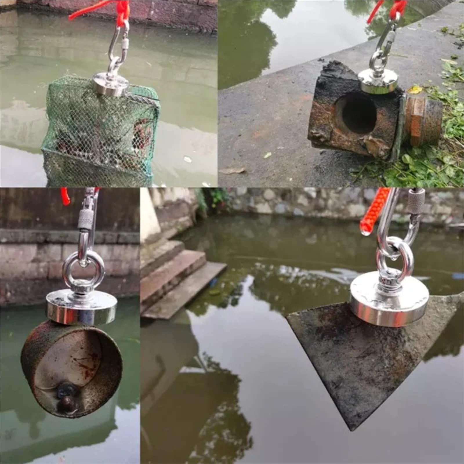 Aimant De Pêche Aimant de pêche, Force de Traction de Plus de 900 LB, Aimant en néodyme Puissant, aimants de Terres rares avec Boulon à œil, diamètre 3,54 Pouces Aimant Neodyme