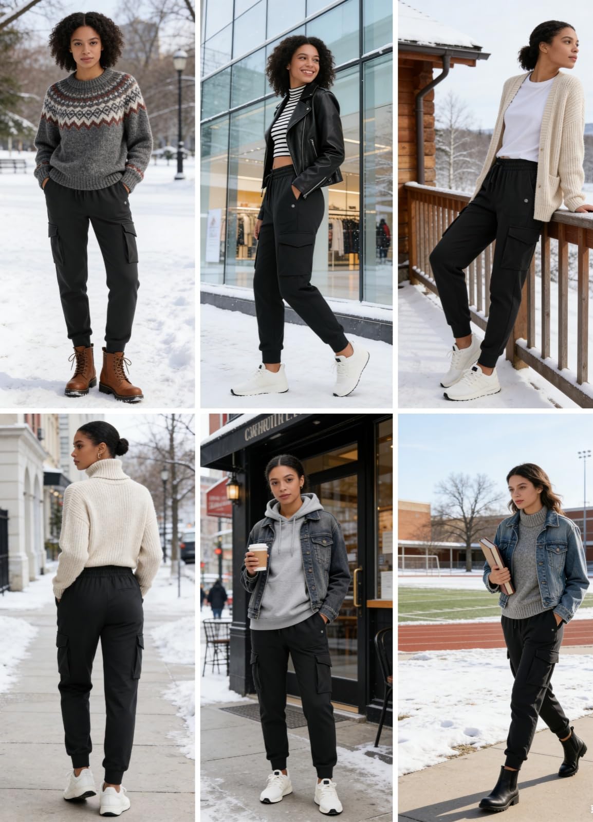 Pantaloni da jogging da donna foderati in pile, impermeabili, invernali, da trekking, da neve