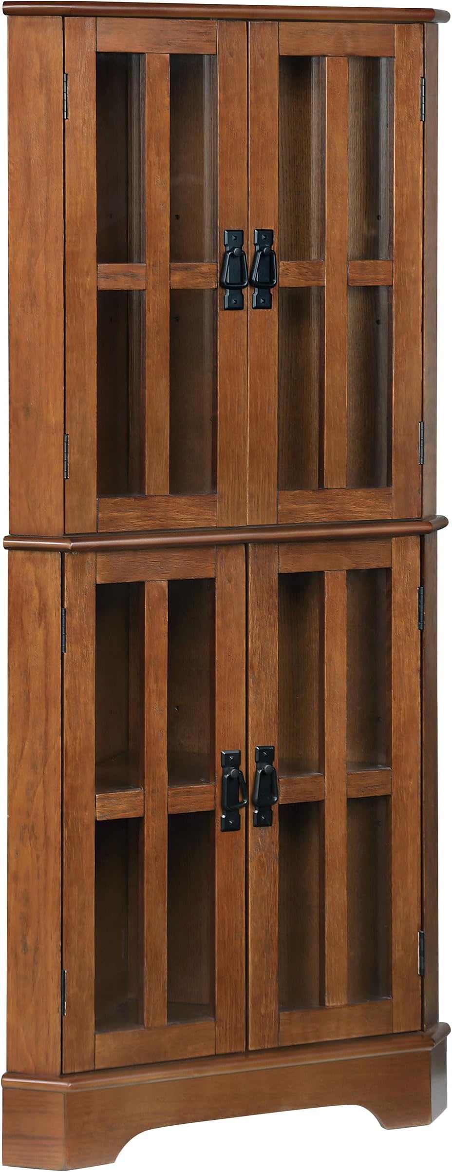 Coaster Home Furnishings - Coreosis - 4-Door Wood Corner Curio Cabinet with Clear Tempered Glass Window Panels, Adjustable Shelves and Two Storage Areas - Living Room - Golden Brown - 950185