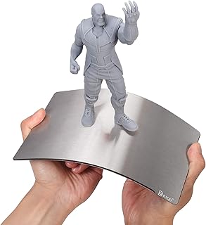 BIQU Resin Build Plate+Magnetic Sheet,202X128mm Resin Flexible Steel Plate Flex Bed for Anycubic Mono X,Anycubic Photon X,Smart kumitsu KL9 3D Printer(8x5inch),Sliver