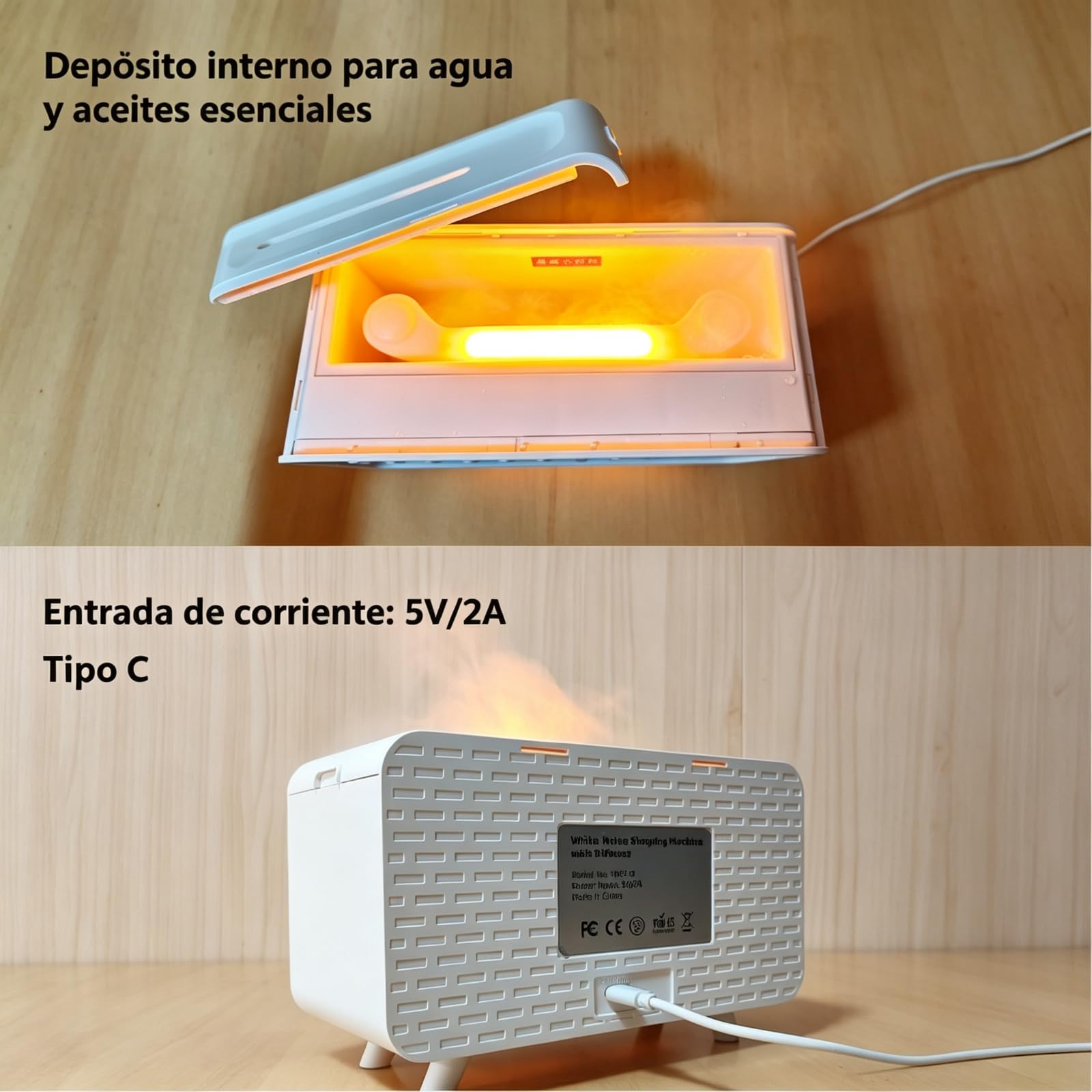 Difusor de Aroma con Máquina de Ruido, Humidificador y Altavoz Bluetooth