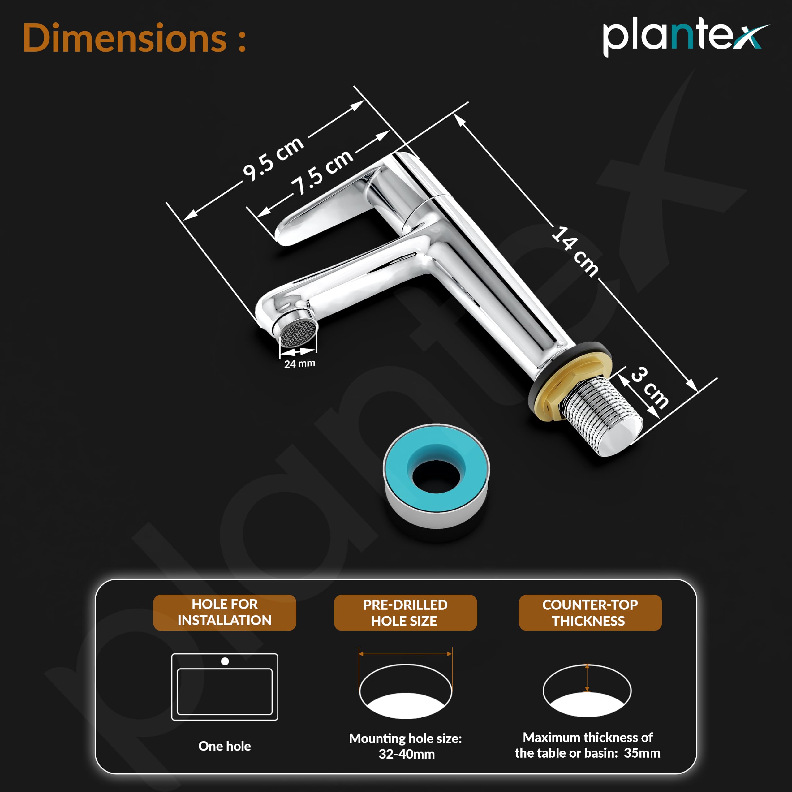 Plantex Brass Basin Tap - Chrome Finish -4