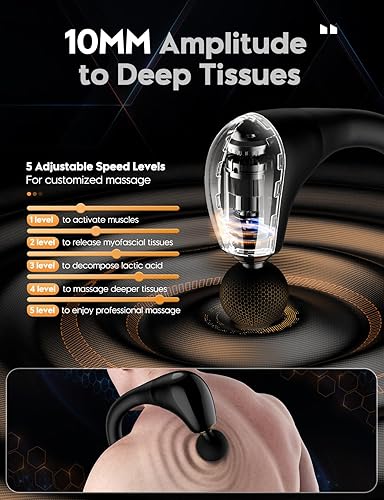 Miniatura 6 de FVZ Pistola de masaje con mango de extensión mejorado, pistola de masaje de 0.394 pulgadas de tejido profundo, masajeador de espalda,