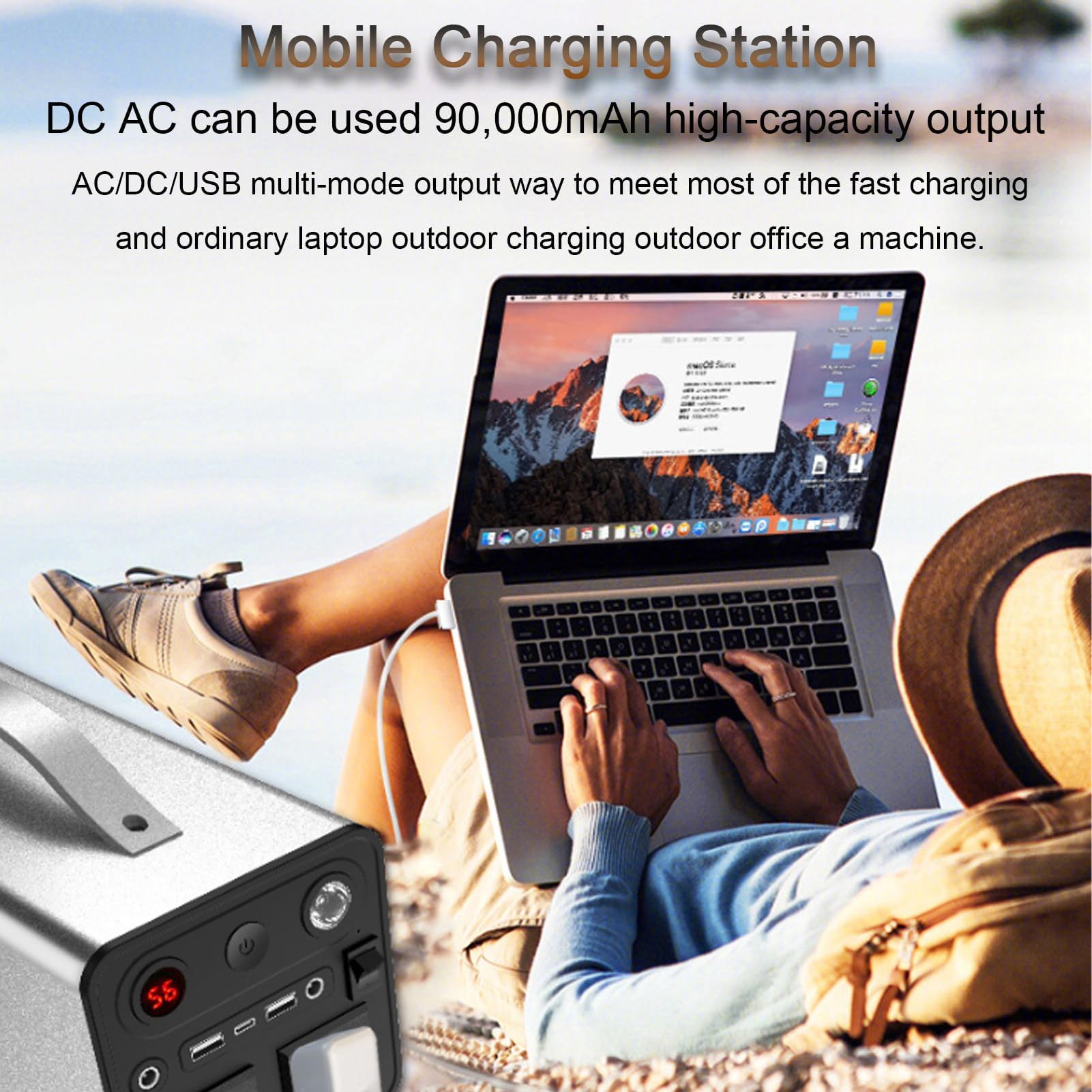 Centrale électrique Portable 300 W 90 000 mAh - 6 Ports de Sortie - Batterie Externe pour Camping, Voyage, Aventure en Plein air et Alimentation de Secours