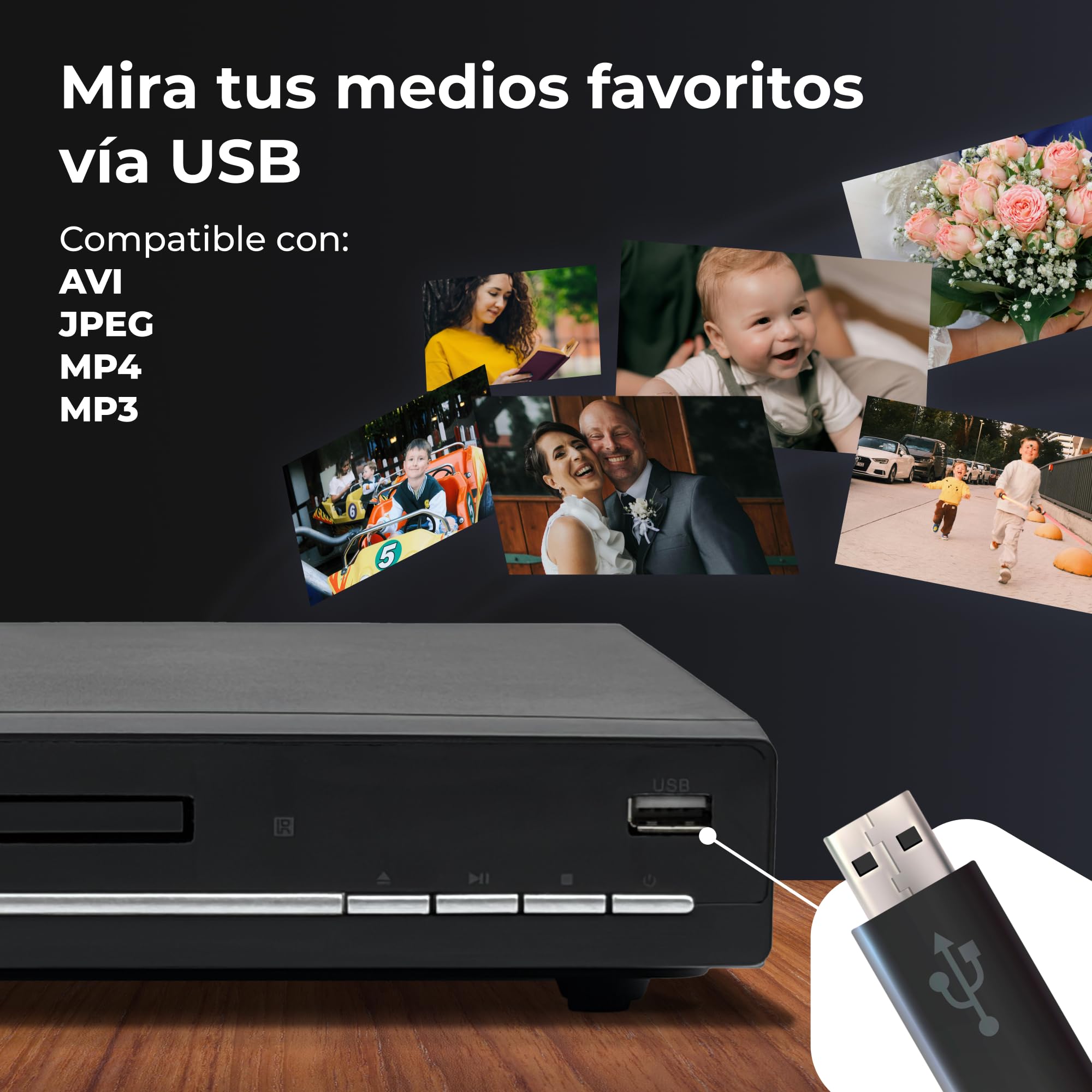 Denver DVH-7787MK3 Reproductor DVD para TV, HDMI, Scart, USB, reescalado 1080p por HDMI, Mando a Distancia, Negro