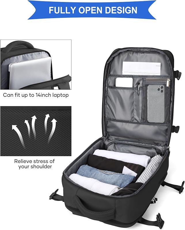 SZLX Vakuomos kézipoggyász utazó hátizsák cipőrekesszel 14 hüvelykes laptophoz Wizz Air 40x30x20 Ryanair 40x20x25 EasyJet 45x36x20