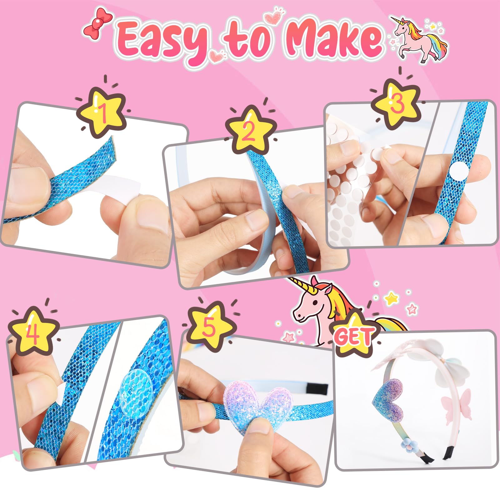 Etpark Kit per La Creazione di Cerchietti per Capelli, Giochi Bambina 4-12 Anni Femmina, Lavoretti Creativi per Bambina, Regalo per Bambina Regali di Natale, Regali di Compleanno, Bomboniere