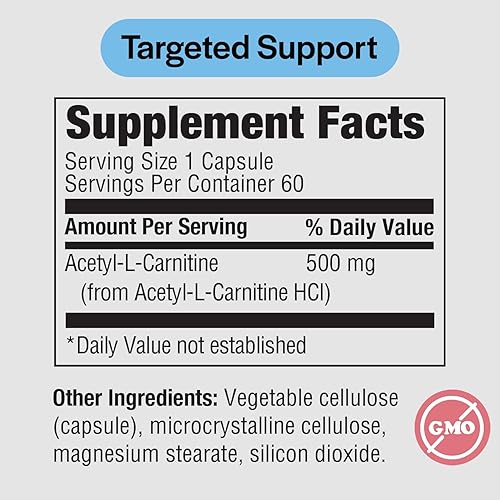 Miniatura 2 de Pure Formulas Acetil L-carnitina apoyo cognitivo y de memoria L Carnitina Suplemento para cerebro, concentración y calma Alcar, 500 mg sin lácteos