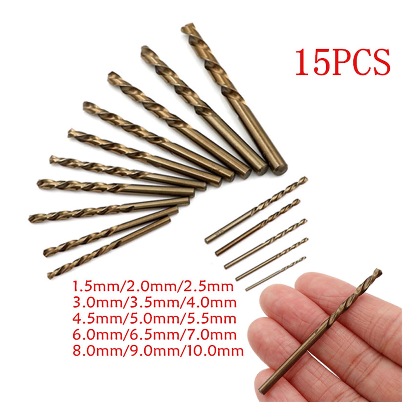 15 Uds HSS-Co 5% M35 brocas for trabajo de madera de Metal M35 HSS vástago recto de acero 1,5-10mm broca helicoidal herramientas eléctricas