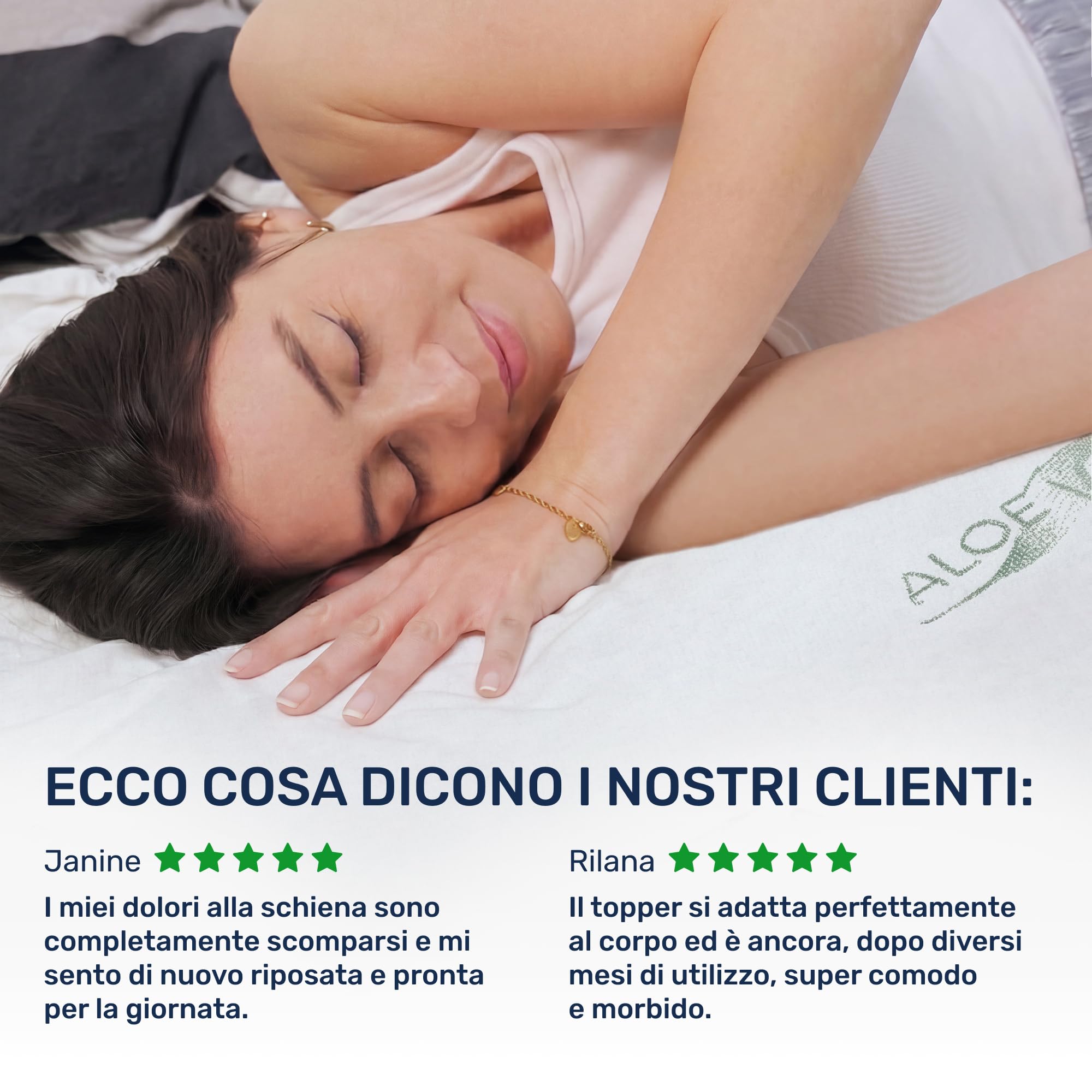 Dailydream Topper matrimoniale piccolo 140x190 cm memory foam, altezza 5 cm, «Edition Aloe Vera, Model M », Topper per materasso, divano letto o letto da campeggio, Coprimaterasso confortevole