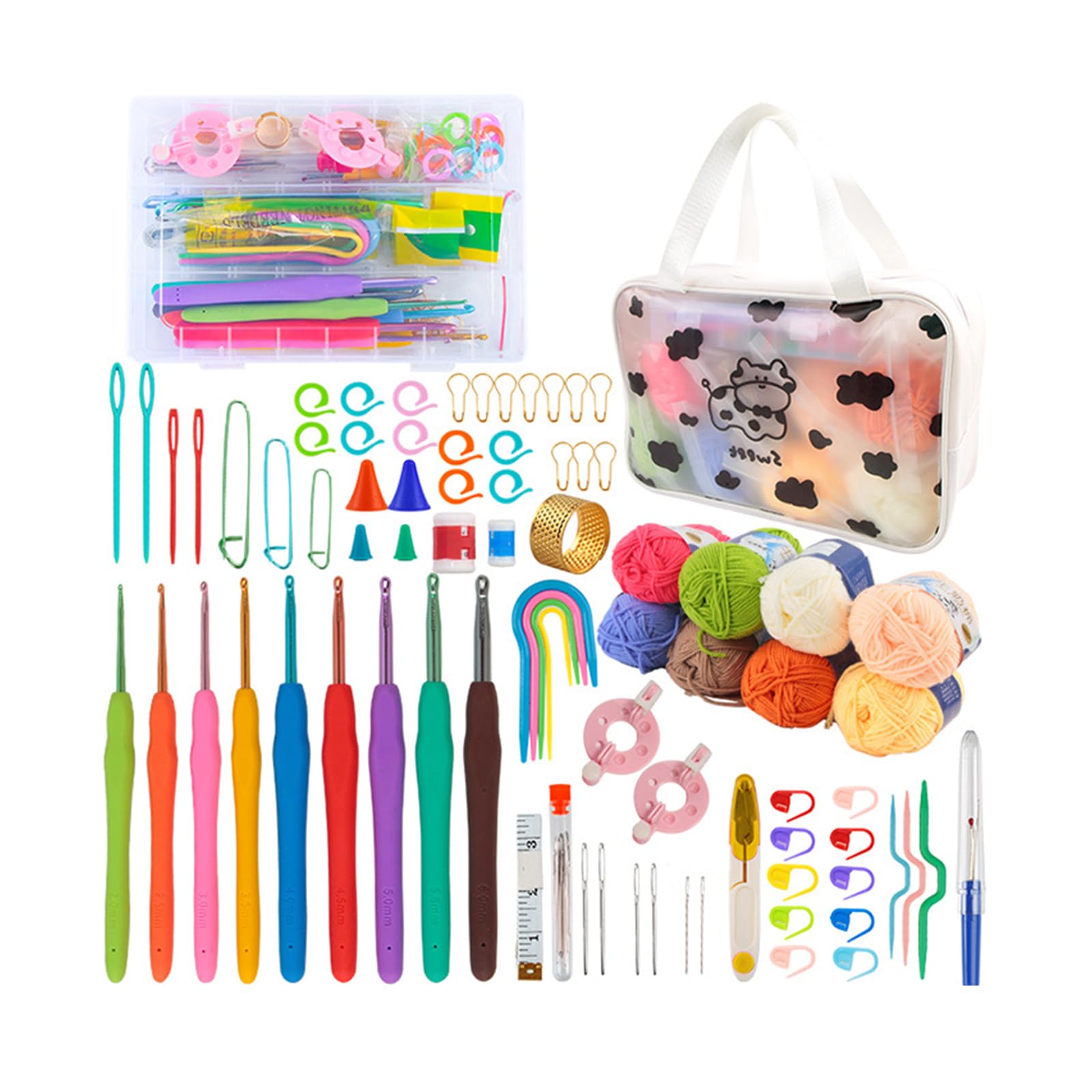 Hsioluted Portable Crochet Starter Kits with Crochet Bag Beginners Kits Needle Knitting for Craft Hooks