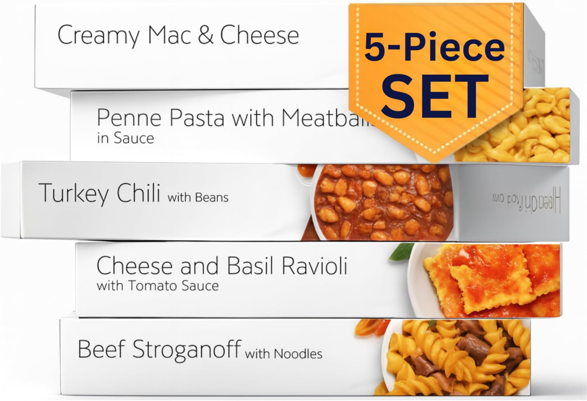 HMR Entrees Meals 5-Pack Variety | Low Calorie Premade Microwave Meals for Weight Loss | Ready to Eat Dinner | Includes Mac & Cheese, Penne Pasta, Turkey Chili, Cheese Basil, Beef Stroganoff