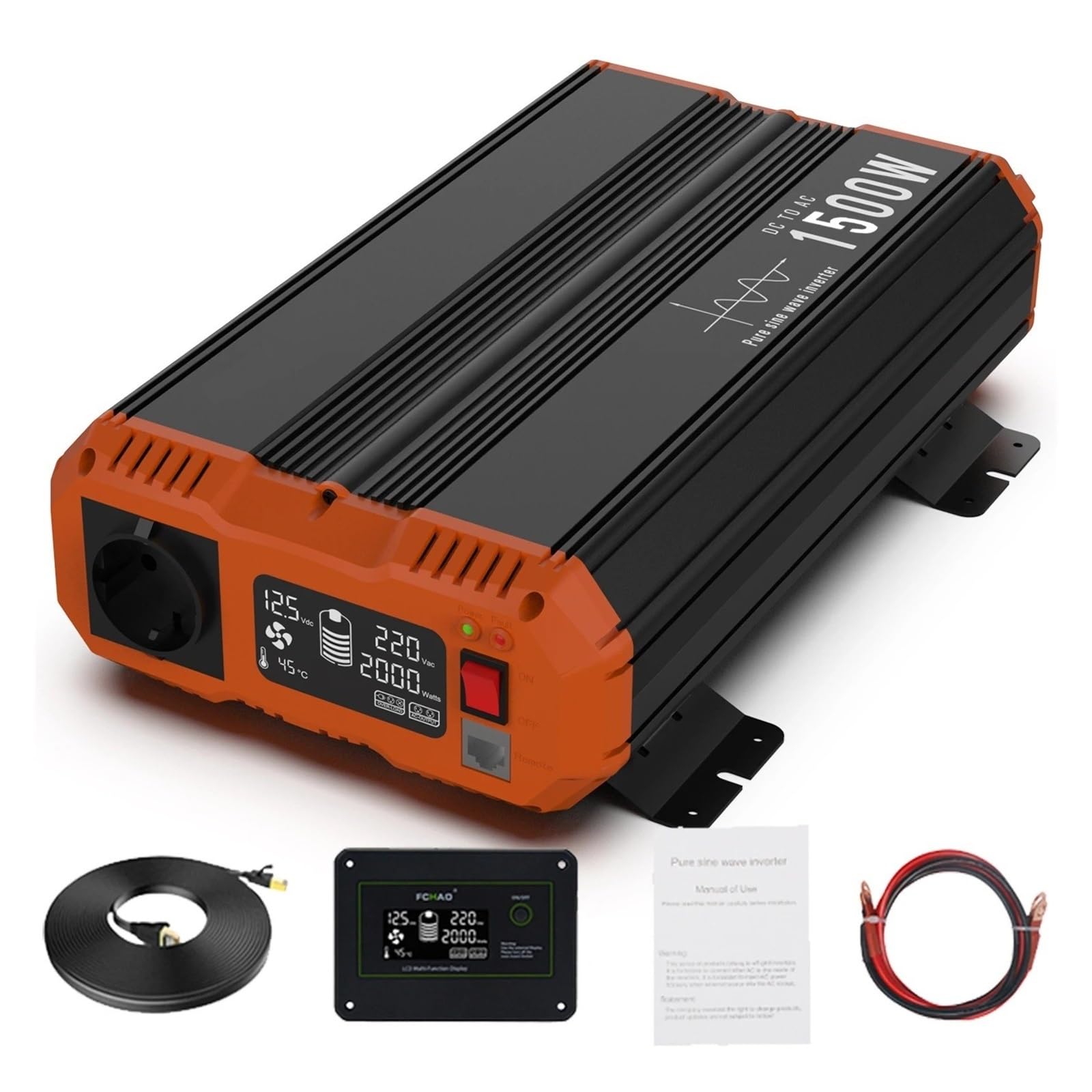 Inverter Onda Pura Inverter A Onda Sinusoidale Pura Da 1500 W 12 V 24 48 A 220 230 LCD Per Casa Campeggio E Camper Potenza Continua 3000 Convertitore(12V,1500W)