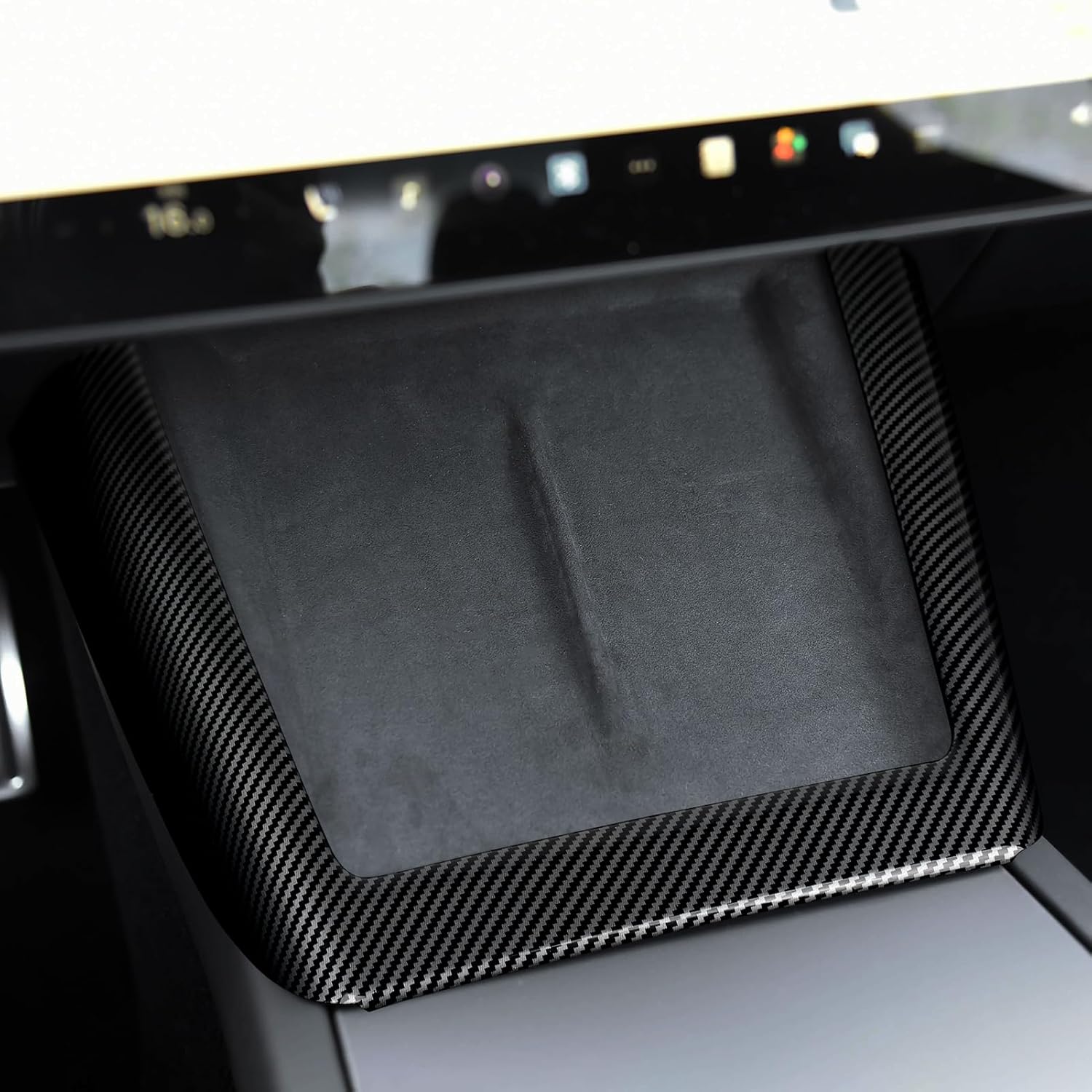 Car Center Console Trim Gear Shift Panel Decal Charger Frame Cover Carbon Style ABS Sticker for Tesla Model 3 Highland 2024 2025 2026 Model Y Juniper 2025 2026 Accessories