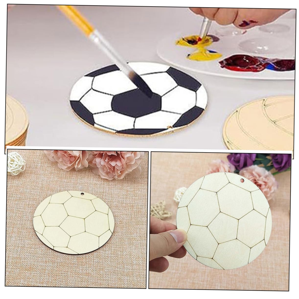 Amazon.co.jp: Sewroro 1セット木質サッカーボール型クラフト用無地