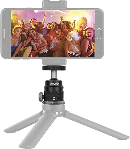 Miniatura 6 de Andoer DSLR - Cabezal de bola de trípode de aleación de aluminio, montaje panorámico de 360 giratorio de 180 con base escalada, montaje universal de
