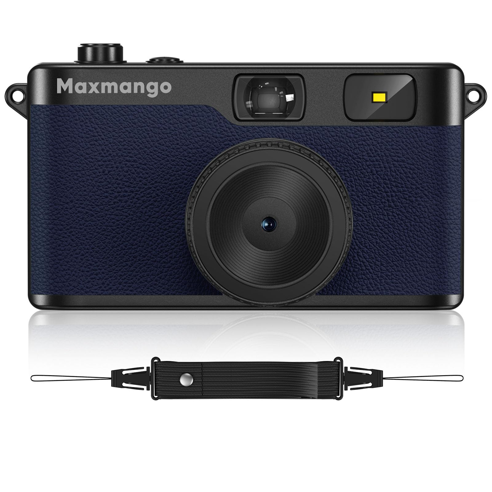 MaxMango D53 Digital Vintage Camera without Screen, Retro Camera 12MP to Capture Real Moments, Downloadable DIY Filters, USB-C Transfer, 8GB SD Card Included (Blue)