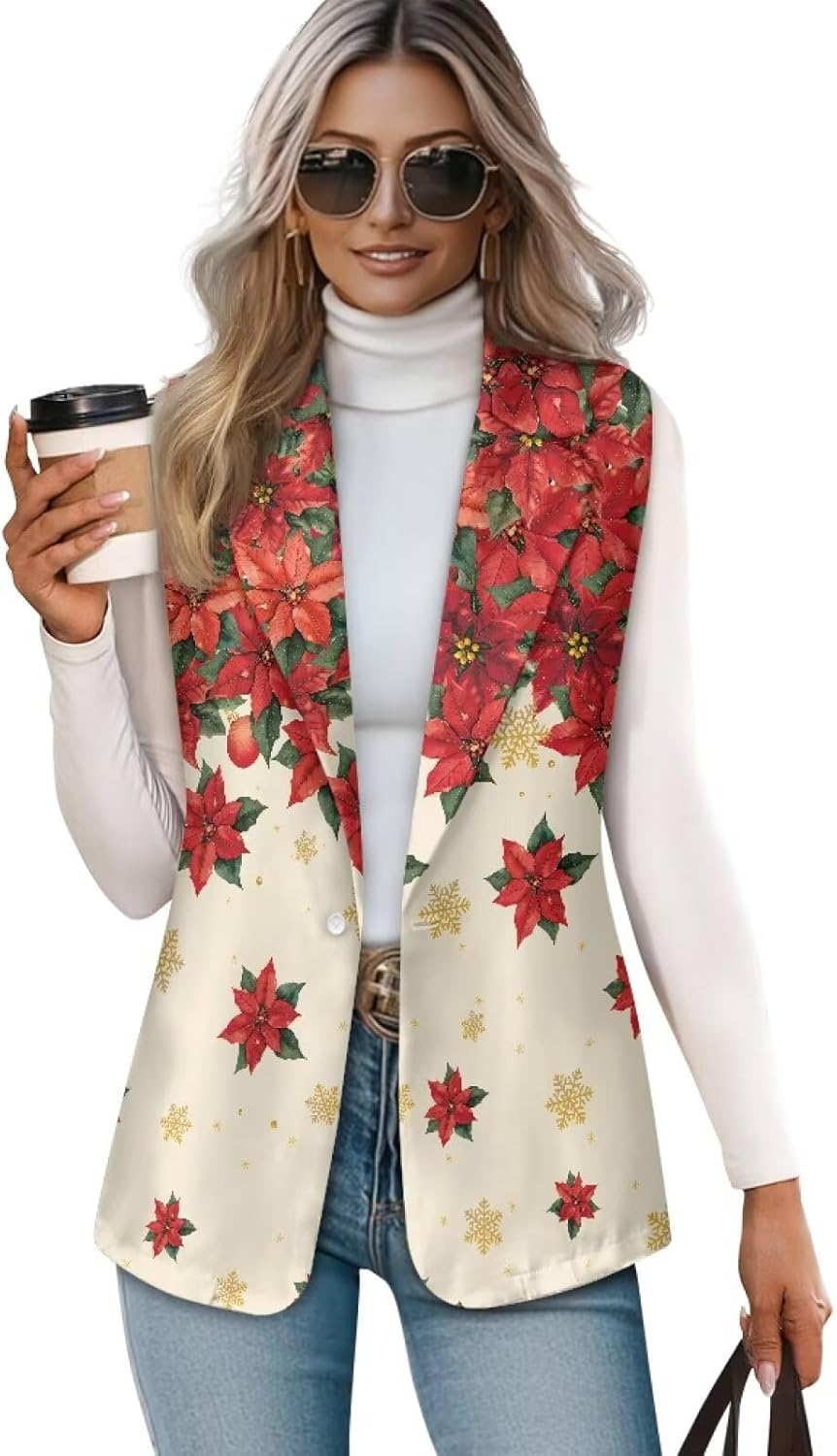 Women's Aztec Print Western Ethnic Dressy Casual Versatile Western Aztec Full Lined Vest Tuxedo Suit Waistcoat