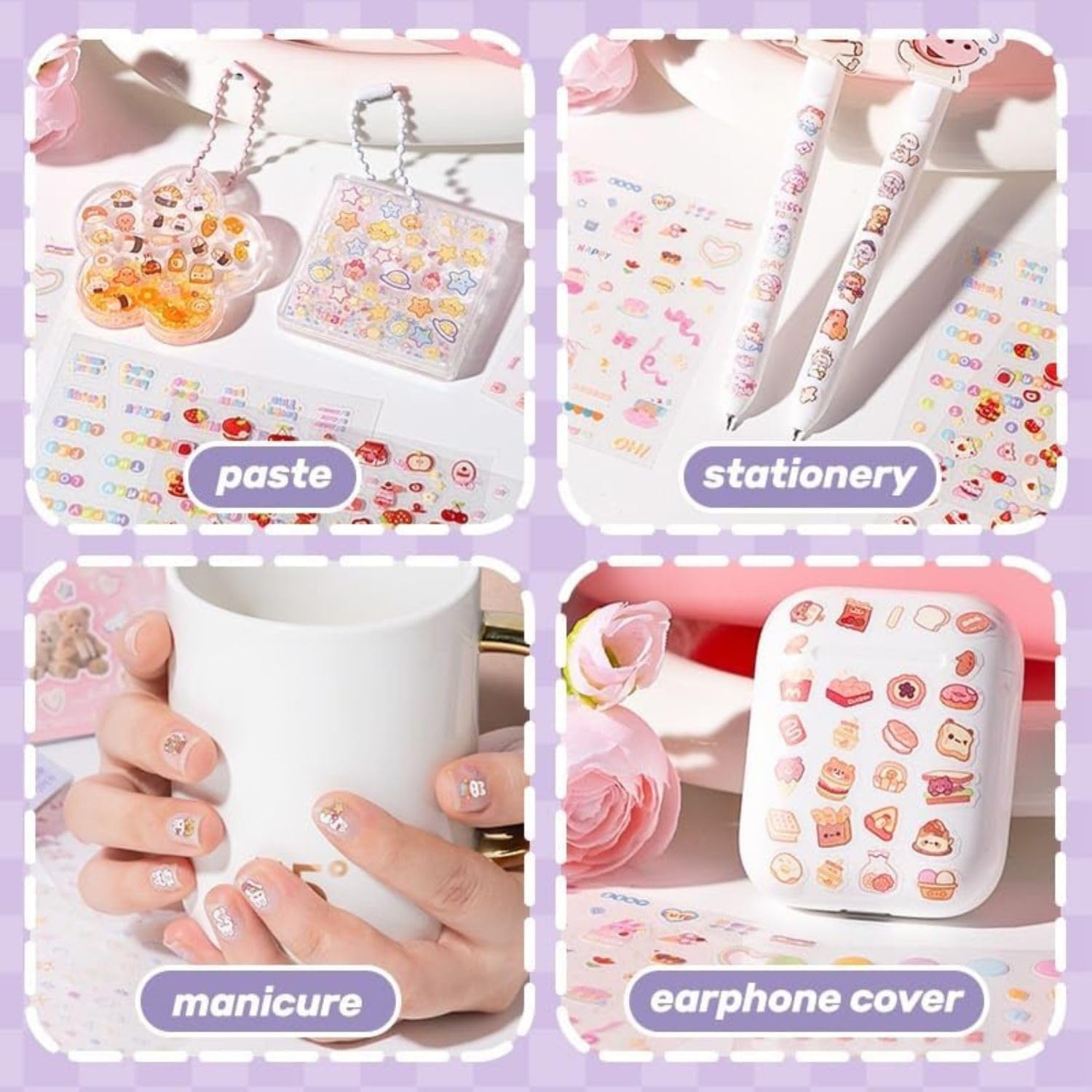 FunBlast Set of 3 Mini Sticker Books with Craft Tweezer - 72 Sheets/4320+ Stickers, Kawaii Glitter Sticker Book for Nail Arts, Scrapbooking, Journaling, DIY Craft, Planner Decoration Stickers 3
