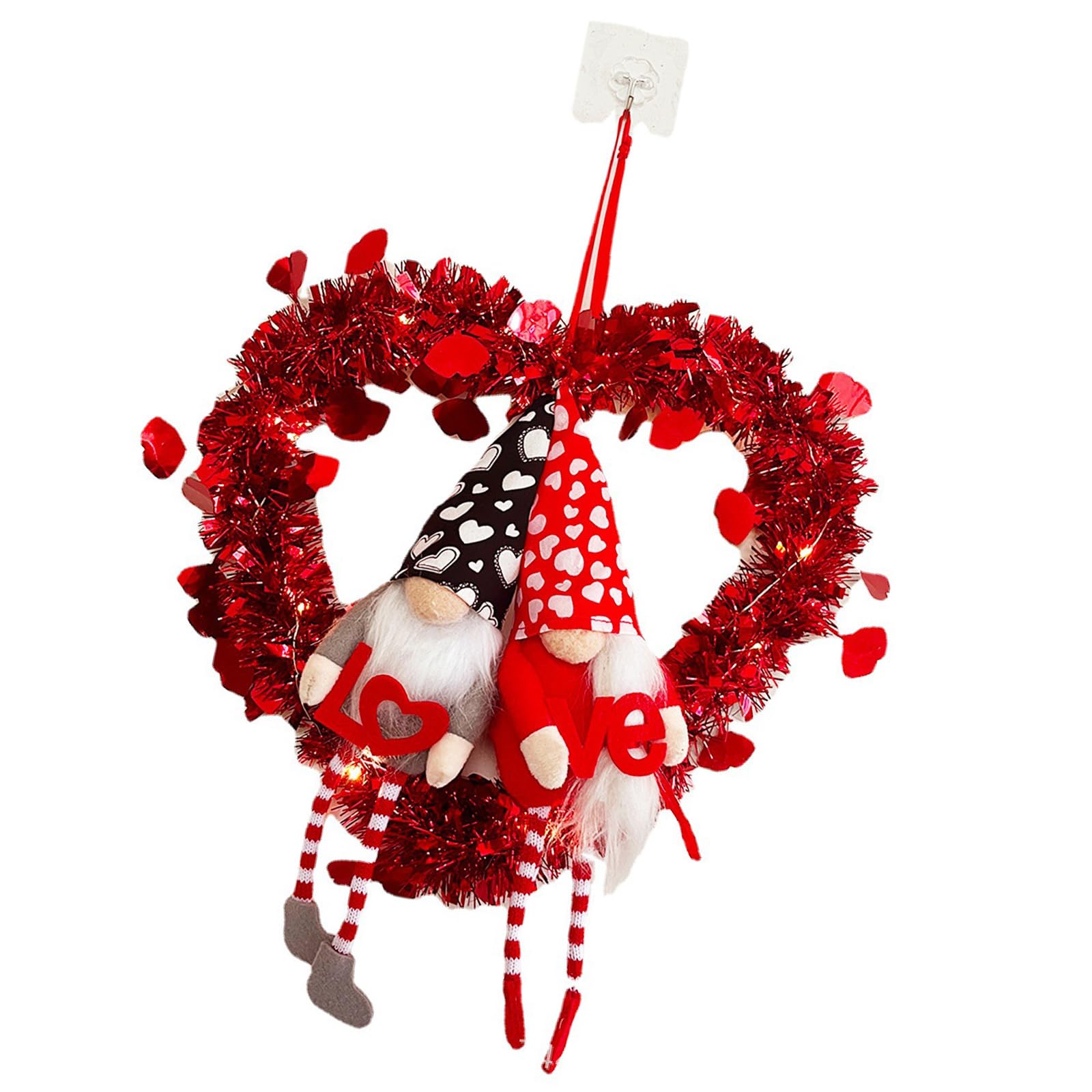 Decorative Wreath with Unique Gnomes Dolls Front Door Hanger Wedding Anniversary Accessory for Home Valentine Gnomes Decoration