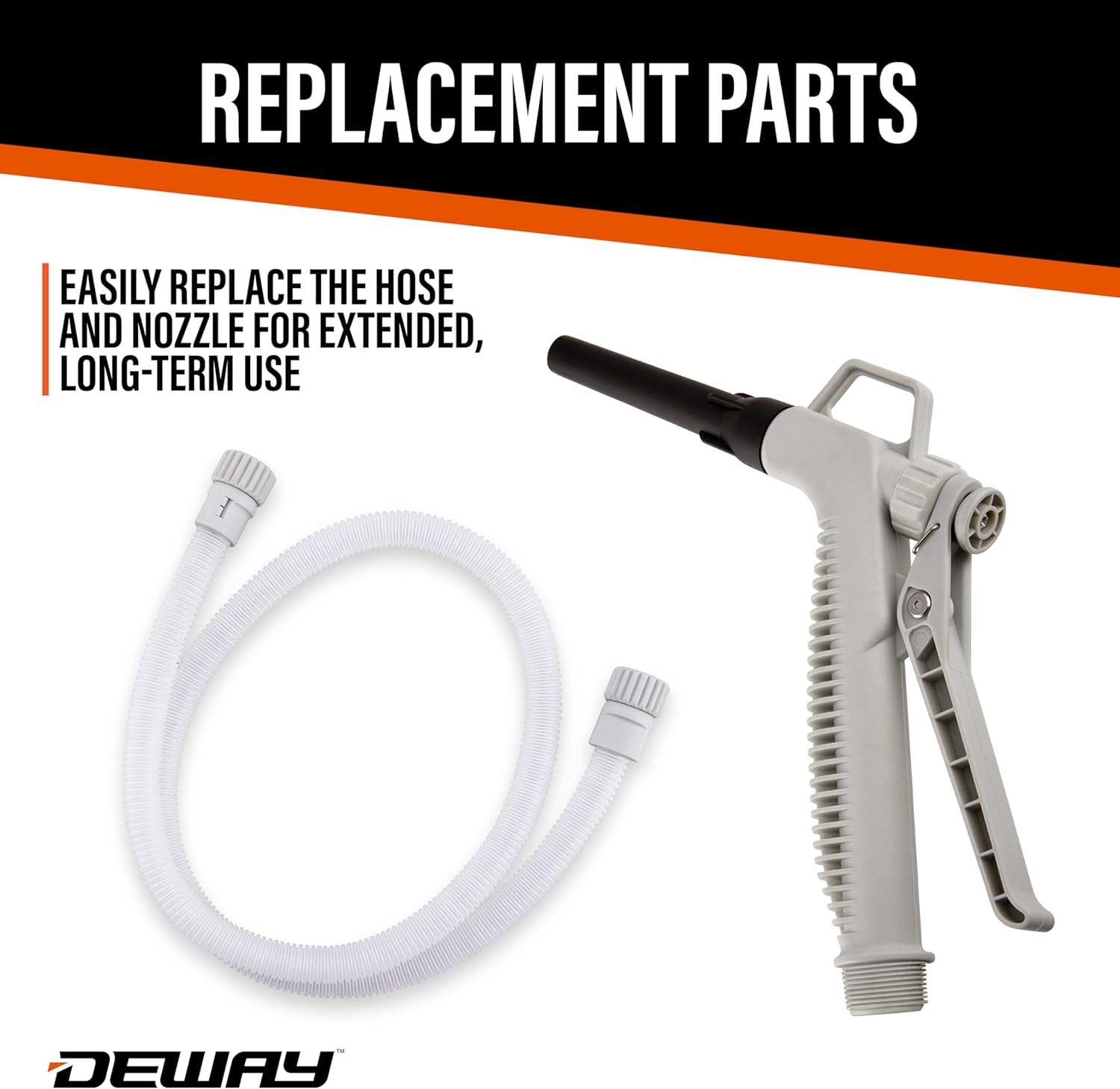 DeWay Gas Can Fuel Transfer Pump with Trigger Nozzle | Fast 3.8 GPM Flow Rate, 51” Hose & 3 Can Adapters for Gasoline, Kerosene, Diesel & Non-Potable Water | USB-C Cable or Battery Power - Image 7