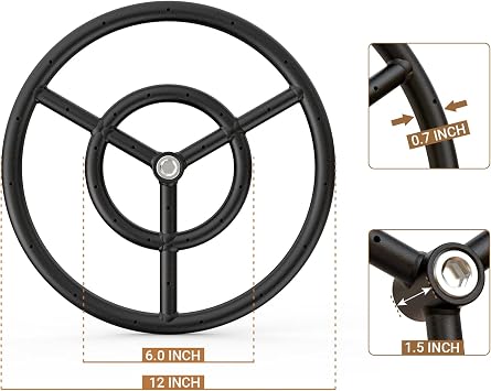 onlyfire 12 Round Fire Pit Burner Ring for Natural Gas/Propane Fireplace