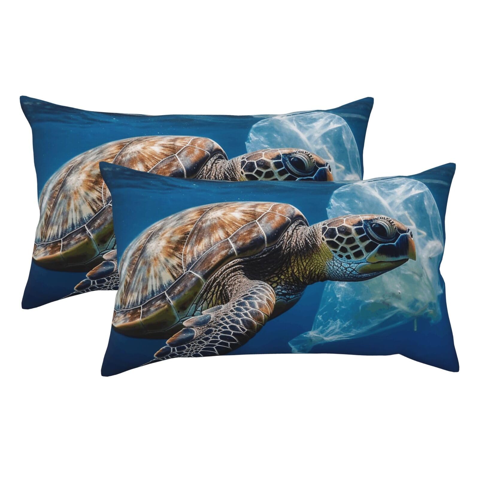 2 Pack King Size Pillow Cases for Hair and Skin Soft Breathable Pillow Case Covers with Hidden Zipper Sea Turtle and Plastic Pillowcase 20x36 Inches Pillow Covers for Sleeping Gift