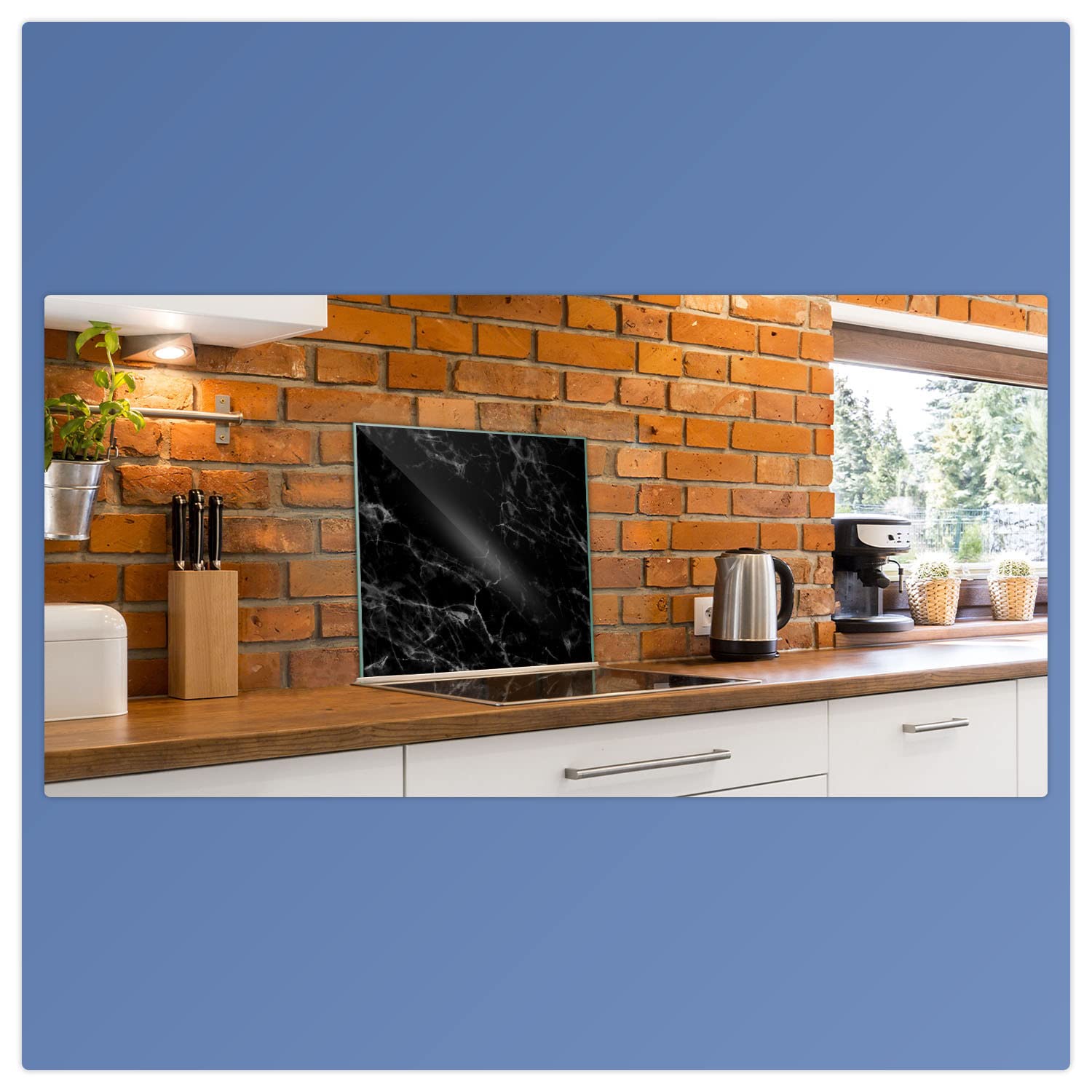 Herdabdeckplatte Abdeckung Ceranfeld Abdeckplatte Schneidebrett 1-Teilig 60x52 Marmor Schwarz- Weiss Spritzschutz Glasplatte Ceranfeldabdeckung Schutz Herdschutz Sicherheitsglas Glasschneidebrett