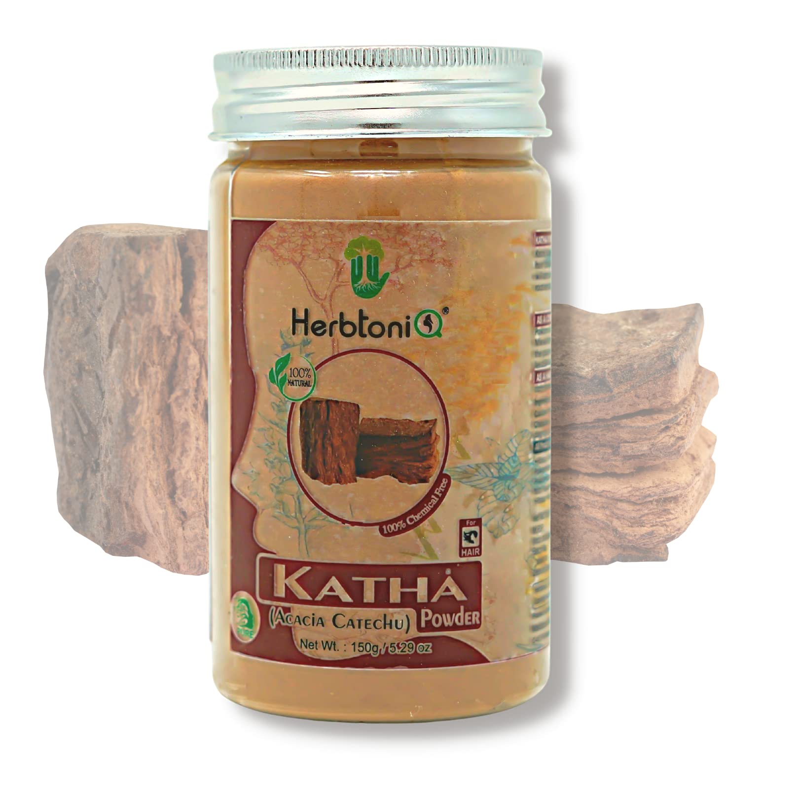 Herbtoniq Katha Powder for Enhanced Hair Volume, Shine, Coloring and Scalp Nourishment (150g)