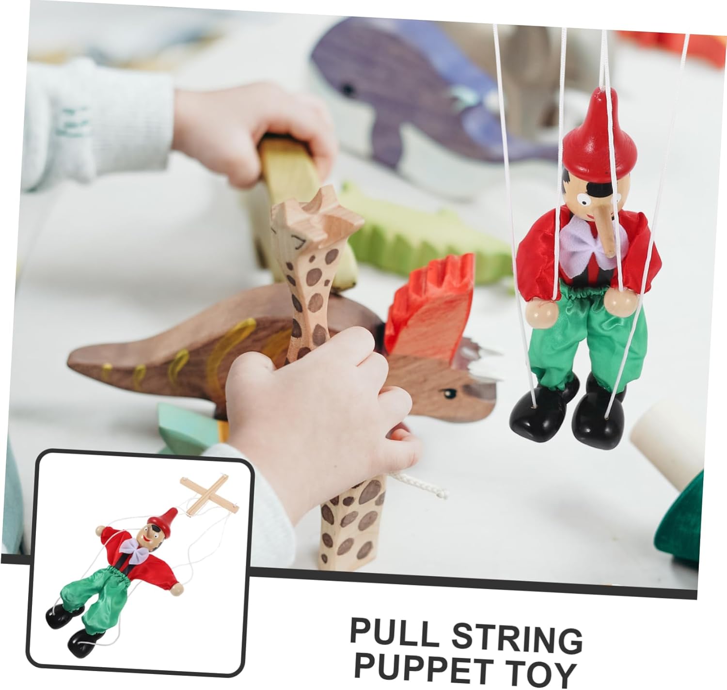 Marionette Puppet Wooden String Puppet for Adults with Movable Hands and Feet and Acting Skill Development Random Color