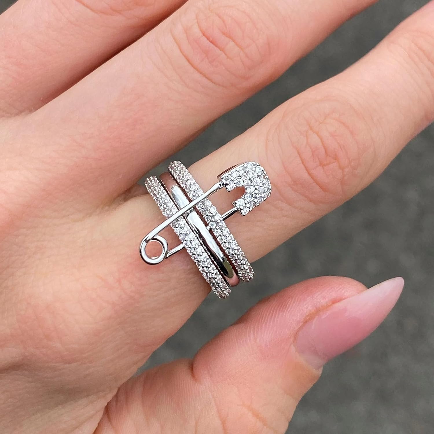 Silver Stackable Rings for Women Non Tarnish Ring Set Dainty 14k Gold Plated Cz Cubic Zirconia Wedding Thumb Ring Set Stacking Pack Statement Chunky Band Rings Unique Jewelry Gift - Image 4