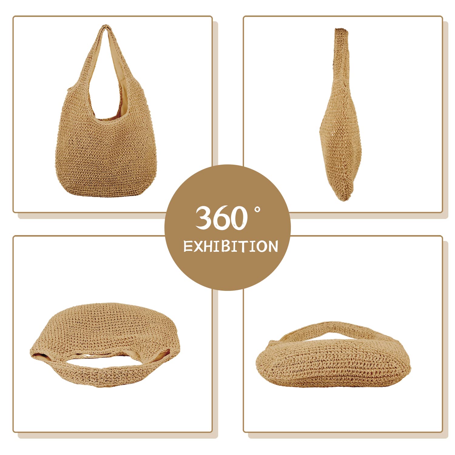 SUKUTU Borsa da Spiaggia Grande in Rattan di Paglia da Donna Borse Hobo Borsa da Donna in Paglia intrecciata a mano Estiva